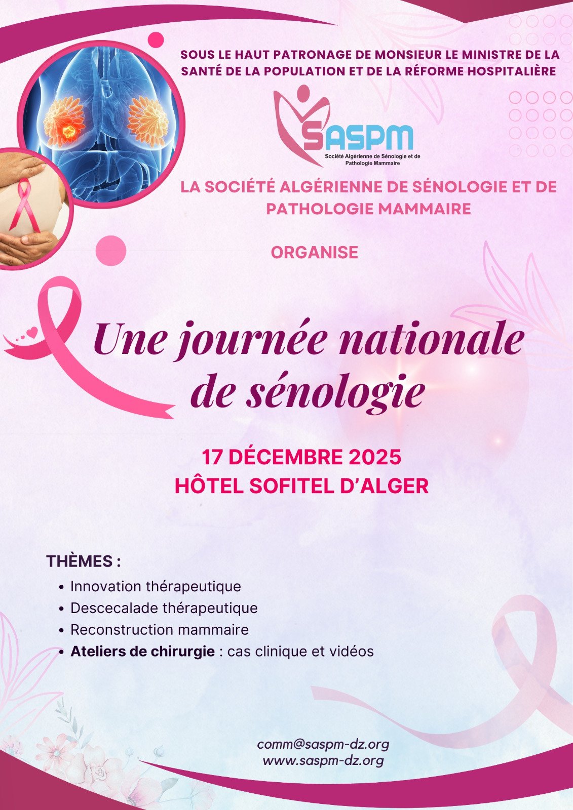 Journée Nationale de La Société Algérienne de Sénologie et de Pathologie Mammaire (SASPM), 17 Déc. 2025 - Hôtel Sofitel – Alger